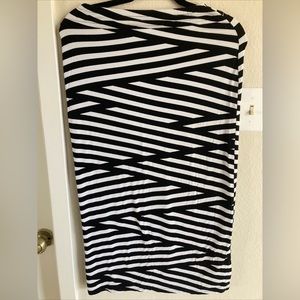 Anthropologie Black/White Diagonal Stripe Stretch Rayon Maxi Skirt  S